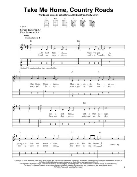 country road guitar chords easy.